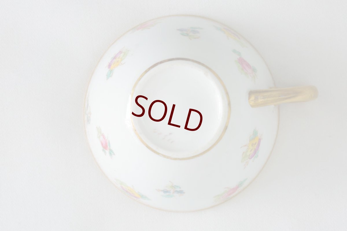 画像10: アンティーク陶磁器　ちらし小花　総手描き　ティーカップトリオセット (10)