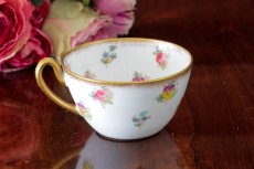 画像4: アンティーク陶磁器　ちらし小花　総手描き　ティーカップトリオセット (4)