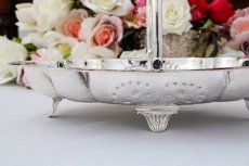 画像3: アンティークシルバー ヴィクトリアン シルバープレート 美彫 薔薇お花とスクロール、ケーキバスケット (3)
