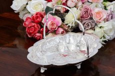 画像4: アンティークシルバー ヴィクトリアン シルバープレート 美彫 薔薇お花とスクロール、ケーキバスケット (4)