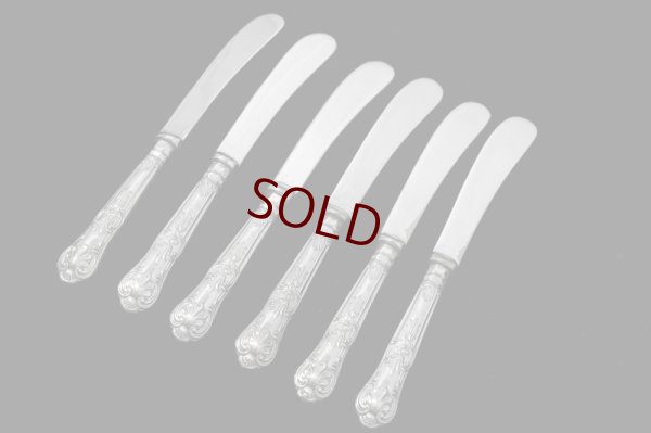 画像6: ヴィンテージシルバー 純銀製(925)ハンドル クイーンズパターン ティーナイフ　6本セット