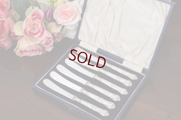 画像8: ヴィンテージシルバー 純銀製(925)ハンドル クイーンズパターン ティーナイフ　6本セット