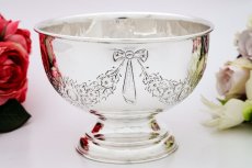 画像5: アンティークシルバー,ヴィクトリア時代後期 リボンと薔薇のガーランド ローズボウル (5)