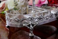 画像5: アンティークシルバー、シルバープレートフランス製　アールヌーボー　ダブルジャムディッシュ (5)