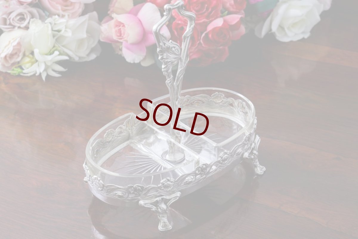 画像3: アンティークシルバー、シルバープレートフランス製　アールヌーボー　ダブルジャムディッシュ (3)