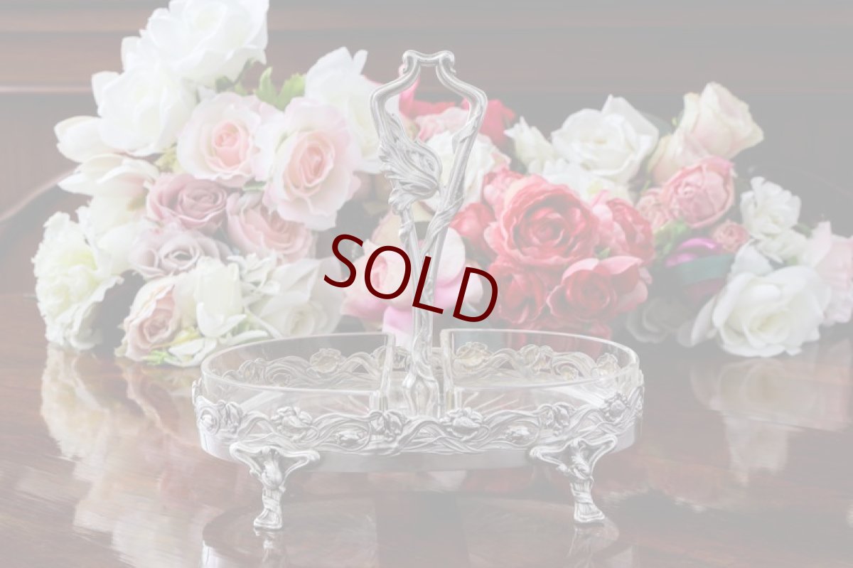 画像4: アンティークシルバー、シルバープレートフランス製　アールヌーボー　ダブルジャムディッシュ (4)