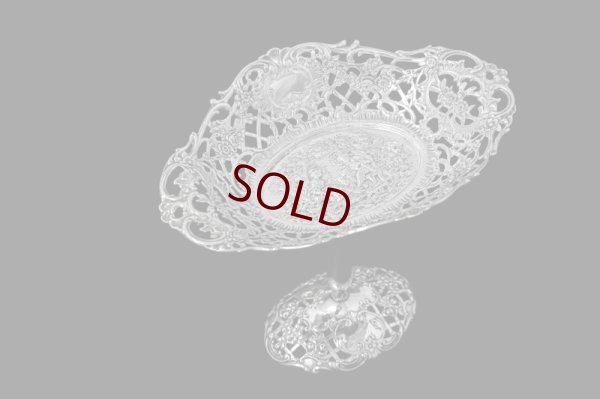 画像5: アンティークシルバー 純銀製（925)薔薇とスクロールの透かし細工 ロココスタイル コンポート＆ボンボンディッシュセット