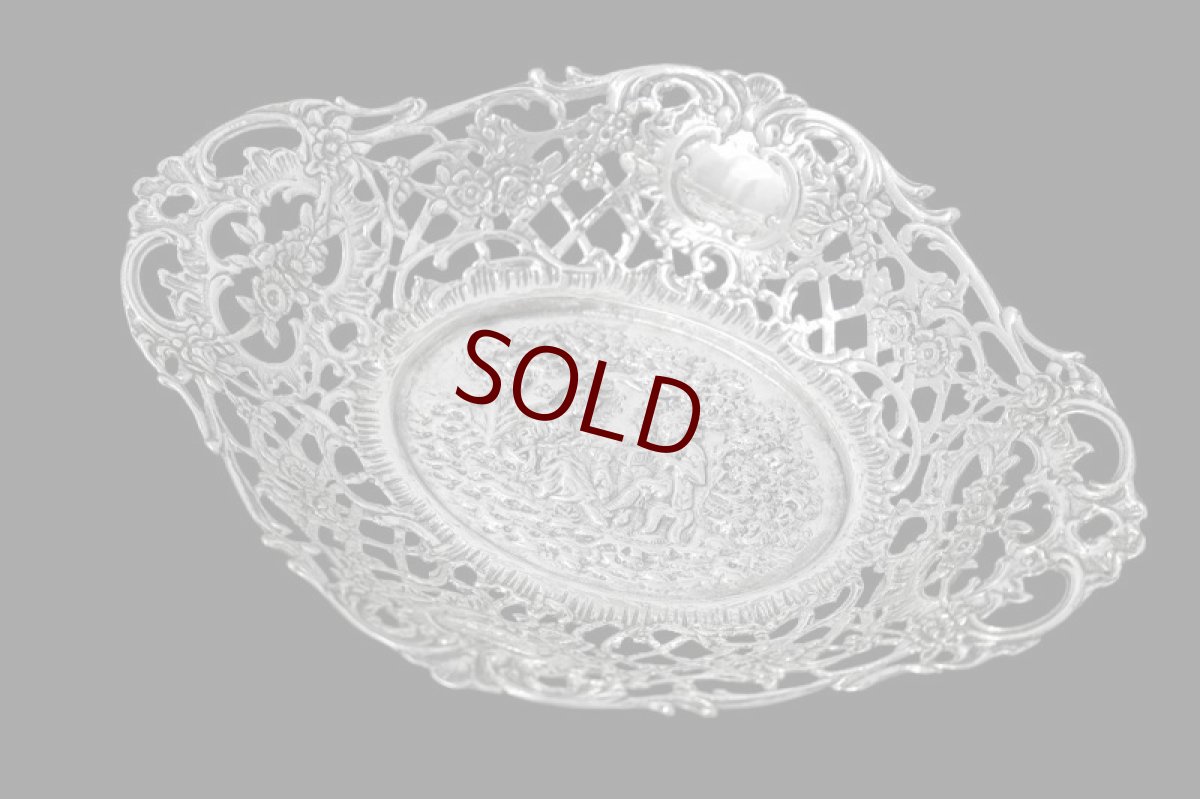 画像3: アンティークシルバー 純銀製（925)薔薇とスクロールの透かし細工 ロココスタイル コンポート＆ボンボンディッシュセット (3)