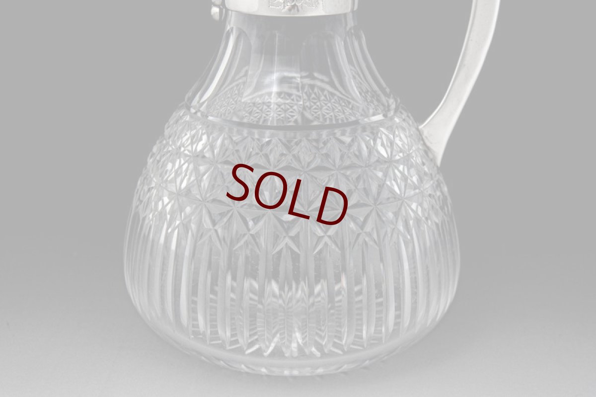 画像5: アンティークシルバー、シルバープレート製、 1900年前後　ハンドカットグラス クラレットジャグ  (5)