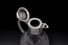 画像7: アンティークシルバー、シルバープレート製、 1900年前後　ハンドカットグラス クラレットジャグ  (7)