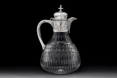 画像6: アンティークシルバー、シルバープレート製、 1900年前後　ハンドカットグラス クラレットジャグ  (6)