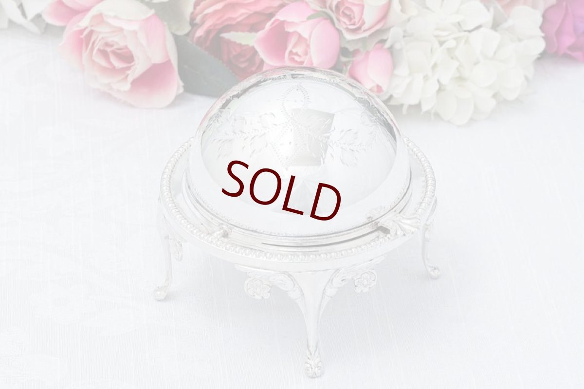 画像1: ヴィンテージ、シルバープレート製 ドーム型　バターディッシュ  (1)