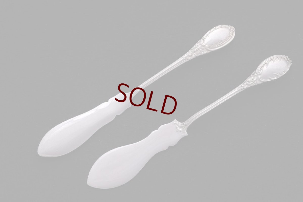 画像1: アンティークシルバー、純銀製（925）1892/1906マッピン＆ウェッブ ペア バターナイフセット (1)