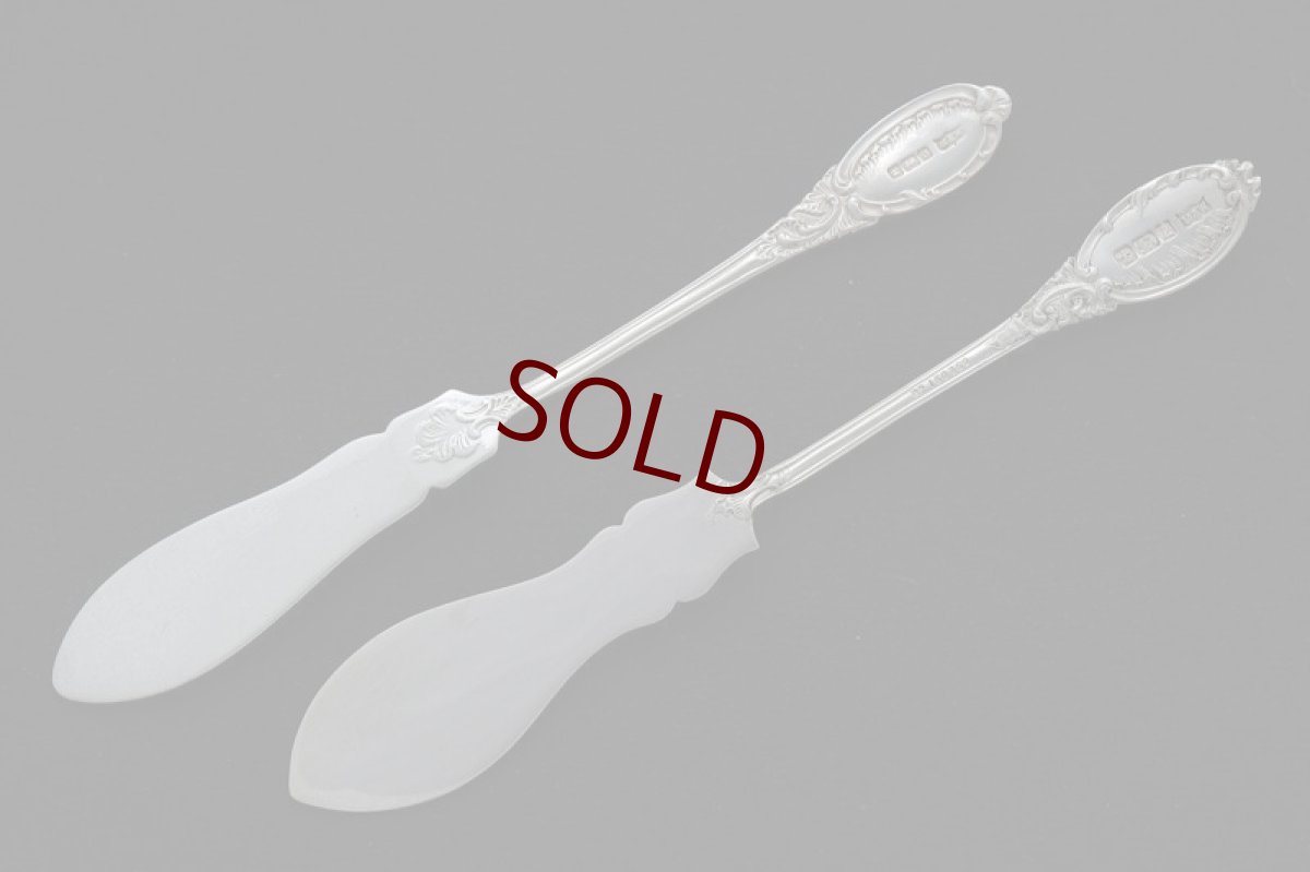 画像2: アンティークシルバー、純銀製（925）1892/1906マッピン＆ウェッブ ペア バターナイフセット (2)