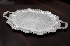 画像5:  ヴィンテージシルバー、シルバープレート製　ロココスタイル 美装飾  大型トレイ (5)