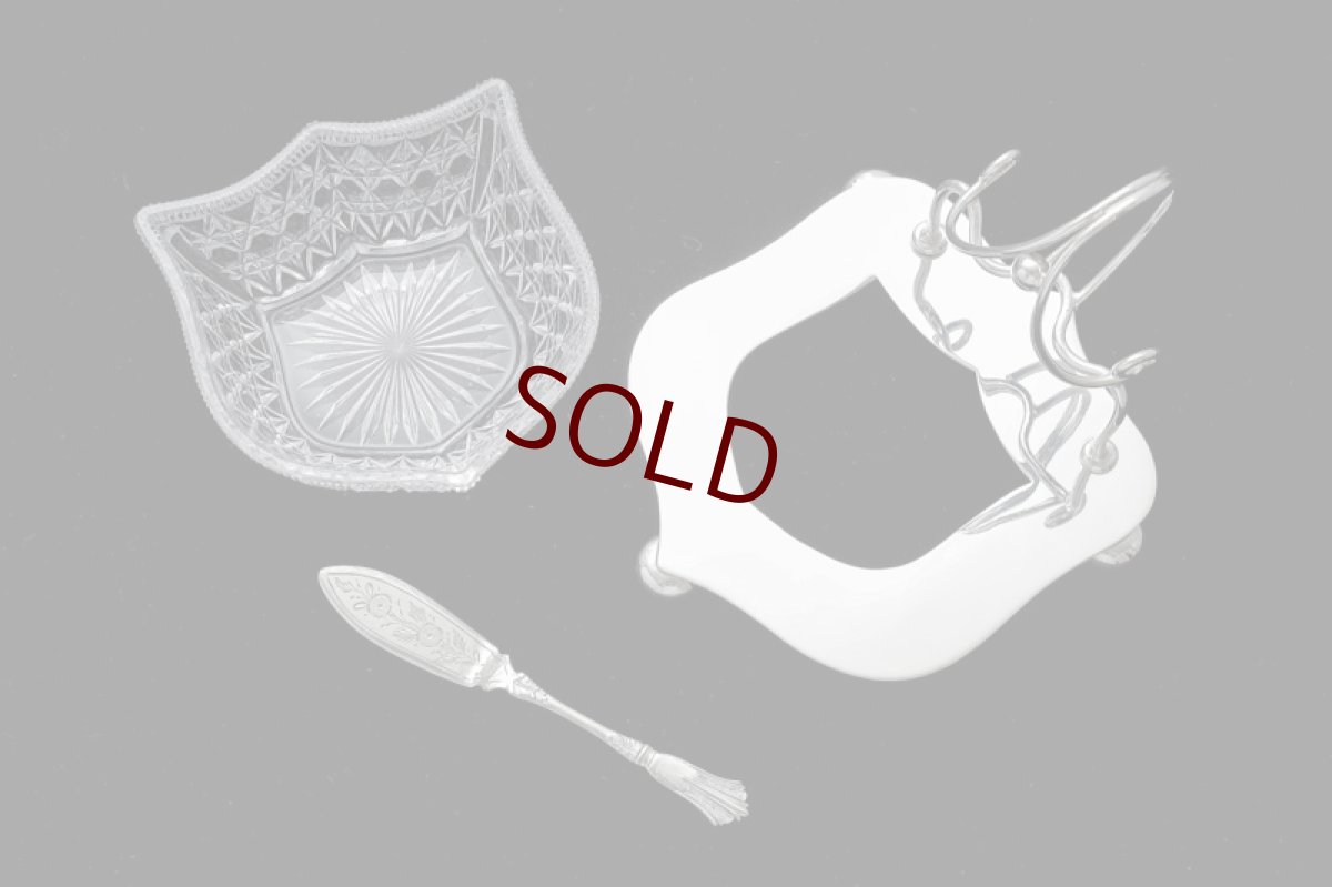 画像5: アンティークシルバー、シルバープレート製  ヴィクトリアン グラス バターディッシュ (5)