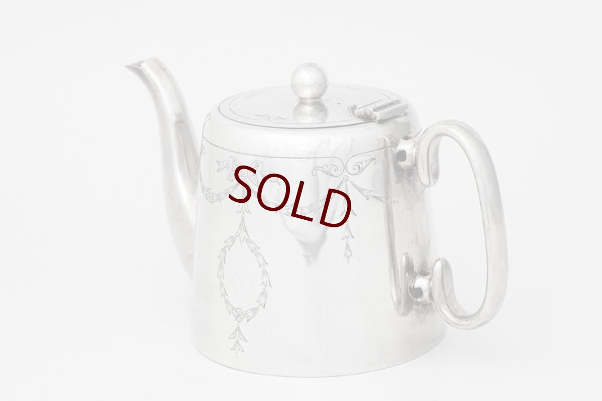 画像4: ヴィンテージシルバー、1930-40年代　手彫りリボンガーランド　ホテルスタイル　ティーポット (4)