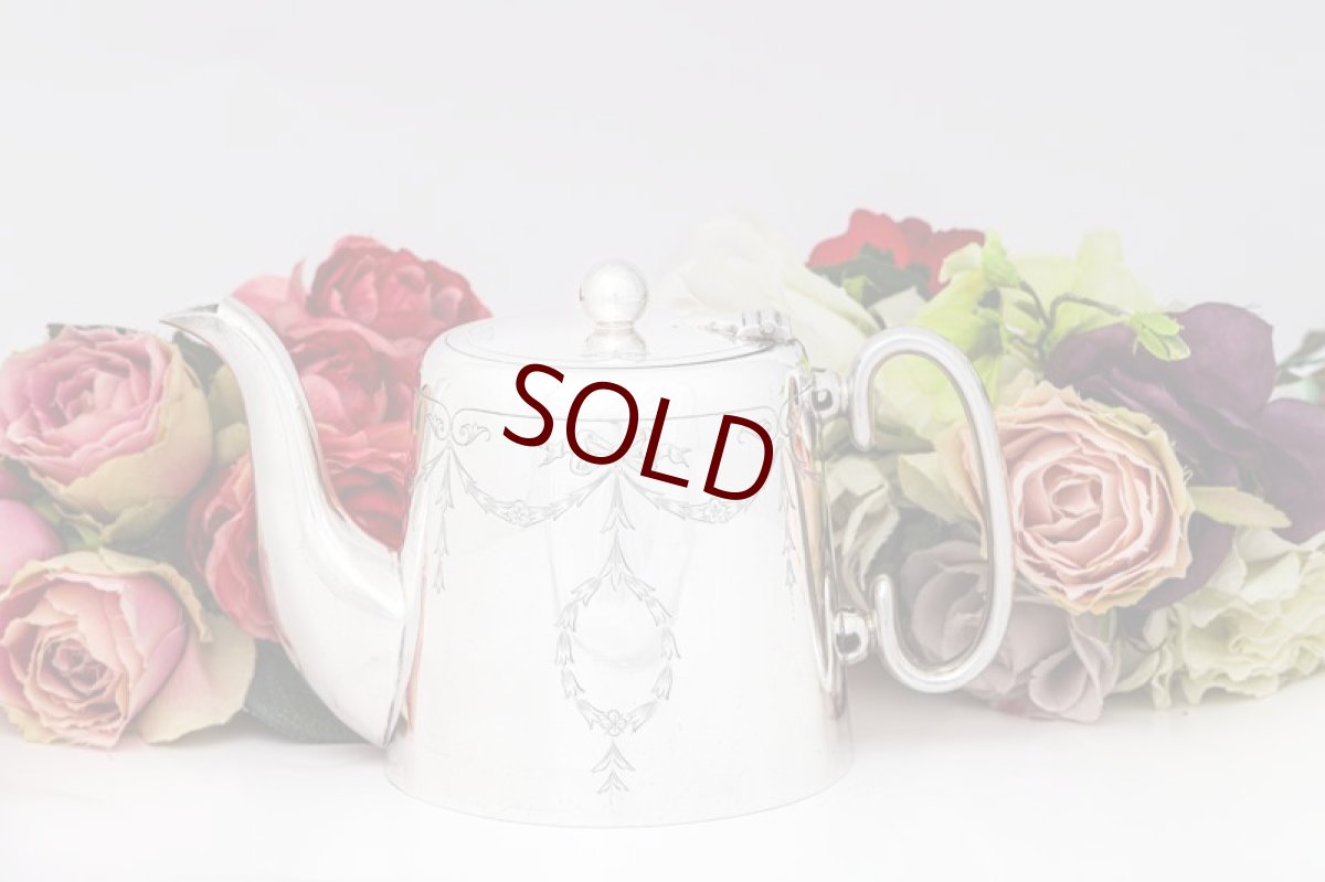 画像6: ヴィンテージシルバー、1930-40年代　手彫りリボンガーランド　ホテルスタイル　ティーポット (6)