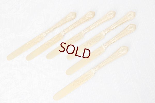 画像6: アンティークシルバー 純銀製(925)  1872年 Chawner & Co. 総金鍍金 ティーナイフ6本セット