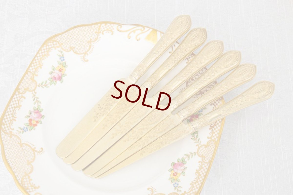 画像7: アンティークシルバー 純銀製(925)  1872年 Chawner & Co. 総金鍍金 ティーナイフ6本セット (7)