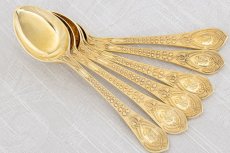 画像3: アンティークシルバー 純銀製(925)  1872年 Chawner & Co. 総金鍍金 アイスクリームスプーン6本セット (3)