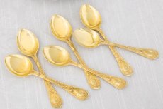 画像1: アンティークシルバー 純銀製(925)  1872年 Chawner & Co. 総金鍍金 アイスクリームスプーン6本セット (1)