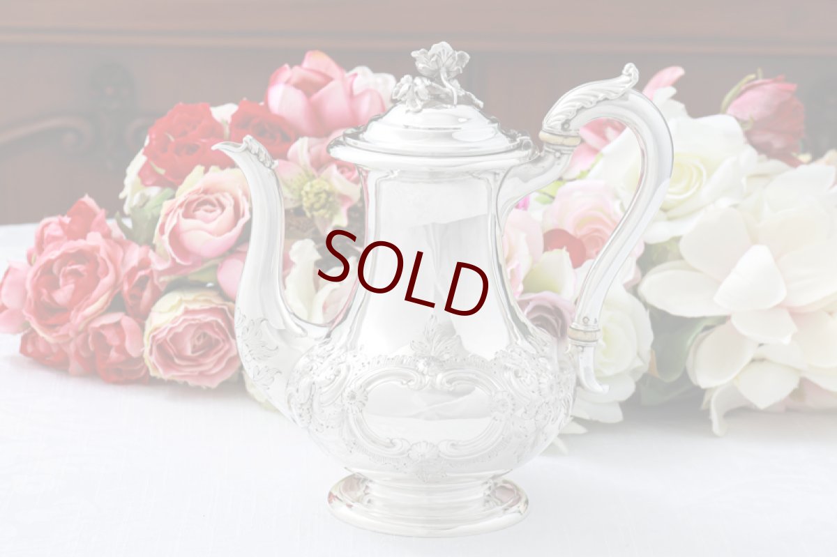 画像1: 純銀製(925) アンティークシルバー 1853年 ヴィクトリアンロココスタイル コーヒーポット (1)