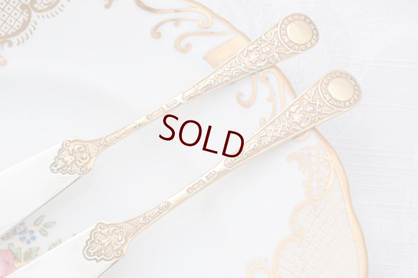 画像9: アンティークシルバー、純銀製（925）1903年マッピン＆ウェッブ　パーシャルギルト　ペアバターナイフセット