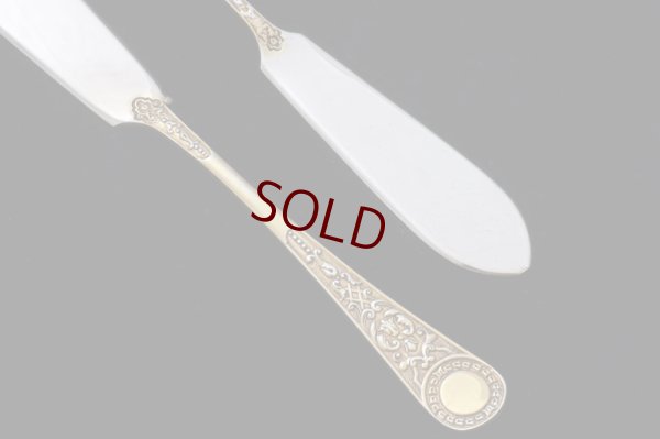 画像4: アンティークシルバー、純銀製（925）1903年マッピン＆ウェッブ　パーシャルギルト　ペアバターナイフセット