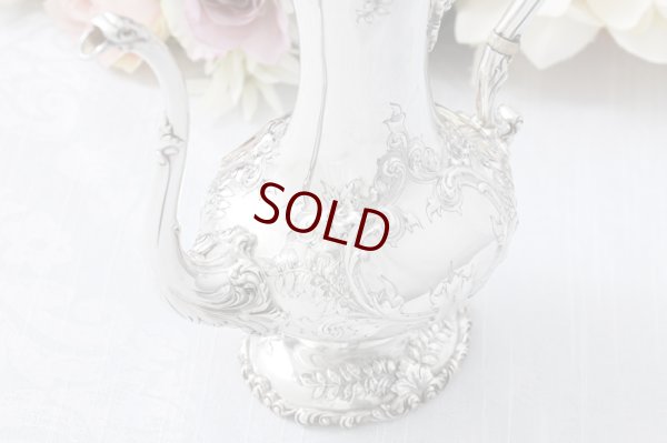 画像4: アンティークシルバー、純銀製(925) 1900年前後 アメリカ製ロココスタイル　お花とスクロールコーヒー3点セット