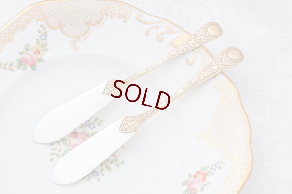 画像8: アンティークシルバー、純銀製（925）1903年マッピン＆ウェッブ　パーシャルギルト　ペアバターナイフセット