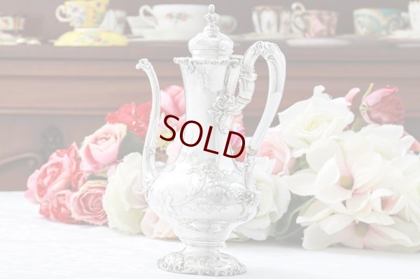 画像3: アンティークシルバー、純銀製(925) 1900年前後 アメリカ製ロココスタイル　お花とスクロールコーヒー3点セット