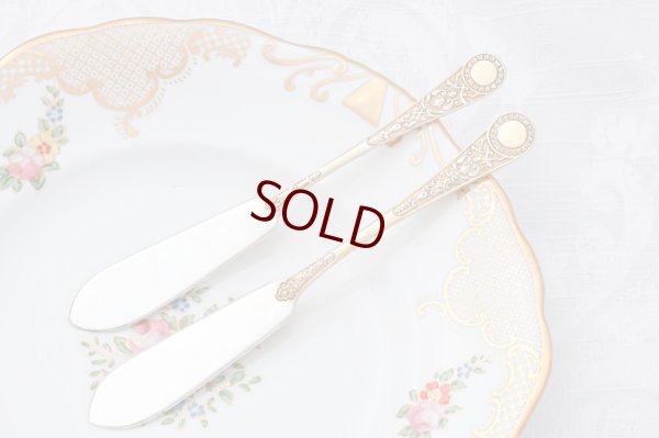 画像7: アンティークシルバー、純銀製（925）1903年マッピン＆ウェッブ　パーシャルギルト　ペアバターナイフセット