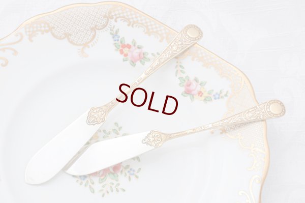 画像10: アンティークシルバー、純銀製（925）1903年マッピン＆ウェッブ　パーシャルギルト　ペアバターナイフセット