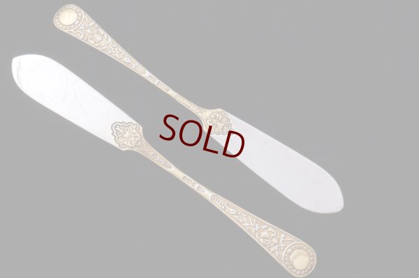 画像5: アンティークシルバー、純銀製（925）1903年マッピン＆ウェッブ　パーシャルギルト　ペアバターナイフセット