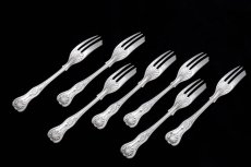 画像2: ヴィンテージシルバー、純銀製（925）1964年 キングスパターン　ケーキフォーク7 本セット (2)