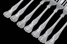 画像4: ヴィンテージシルバー、純銀製（925）1964年 キングスパターン　ケーキフォーク7 本セット (4)