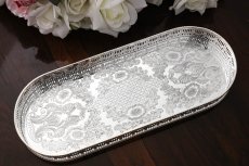 画像3: ヴィンテージシルバー　シルバープレート　　オーバル　バー　ギャラリートレイ (3)