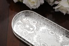 画像2: ヴィンテージシルバー　シルバープレート　　オーバル　バー　ギャラリートレイ (2)