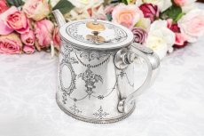 画像5: アンティークシルバー、ｃ.1900　手彫り　フラワーバスケットのガーランド　ティーポット (5)