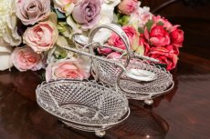 画像1: アンティークシルバー、シルバープレート　Mappin & Webb　1900年ごろ　カットグラス　ダブルジャムディッシュ (1)