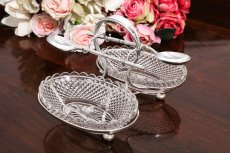 画像8: アンティークシルバー、シルバープレート　Mappin & Webb　1900年ごろ　カットグラス　ダブルジャムディッシュ (8)