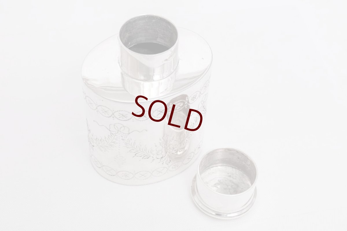 画像5: アンティークシルバー、シルバープレート 1907-30年代ごろ お花とリボンのガーランド ティーキャディー (5)