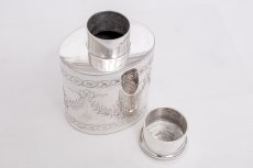 画像5: アンティークシルバー、シルバープレート 1907-30年代ごろ お花とリボンのガーランド ティーキャディー (5)