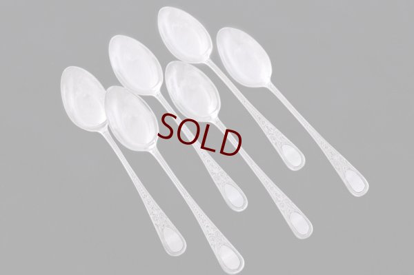 画像2: アンティークシルバー 純銀製(925) 1918年 エレガントなブライトカットハンドル　ティースプーン6本セット