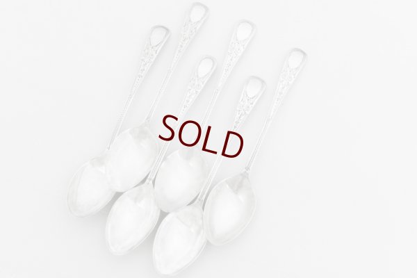 画像4: アンティークシルバー 純銀製(925) 1918年 エレガントなブライトカットハンドル　ティースプーン6本セット