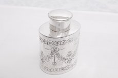 画像6: アンティークシルバー、シルバープレート 1907-30年代ごろ お花とリボンのガーランド ティーキャディー (6)