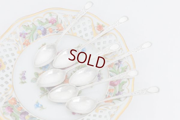 画像3: アンティークシルバー 純銀製(925) 1918年 エレガントなブライトカットハンドル　ティースプーン6本セット