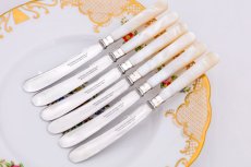 画像2: ヴィンテージ 1924年　純銀(925)フェルール　ステンレスブレード  白蝶貝ハンドル  ティーナイフ6本セット (2)