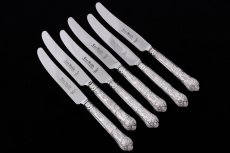画像2: ヴィンテージシルバー、純銀(925) 1976年　ステンレスブレード  純銀 クイーンズパターンハンドル  ティーナイフ6本セット (2)